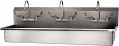 SANI-LAV - 57" Long x 16-1/2" Wide Inside, 1 Compartment, Grade 304 Stainless Steel (3) Person Wash-Station with Manual Faucet - 16 Gauge, 60" Long x 20" Wide x 18" High Outside, 8" Deep - A1 Tooling