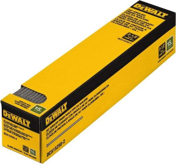 DeWALT - 15 Gauge 2-1/2" Long Finishing Nails for Power Nailers - Steel, Bright Finish, Smooth Shank, Angled Stick Collation, Round Head, Chisel Point - A1 Tooling