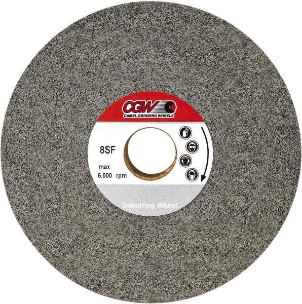 Camel Grinding Wheels - 8" Diam, 1" Face Width, 3" Center Hole, Fine Grade, Silicon Carbide Deburring Wheel - Convolute, Hard Density 9 Grade, 4,500 RPM - A1 Tooling