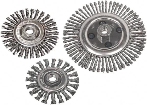 Camel Grinding Wheels - 6-1/2" OD, 5/8-11 Arbor Hole, Stringer Bead Steel Wheel Brush - 6-1/2" Face Width, 1-5/8" Trim Length, 0.02" Filament Diam - A1 Tooling