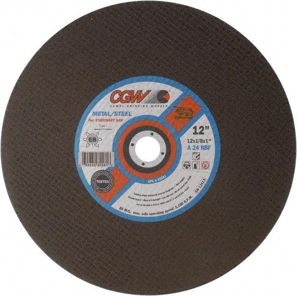 Camel Grinding Wheels - 12" 24 Grit Aluminum Oxide Cutoff Wheel - 1/8" Thick, 1" Arbor, 5,100 Max RPM - A1 Tooling