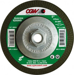 Camel Grinding Wheels - 36 Grit, 5" Wheel Diam, 5/32" Wheel Thickness, Type 27 Depressed Center Wheel - Medium Grade, Zirconia Alumina, Resinoid Bond, 12,250 Max RPM - A1 Tooling