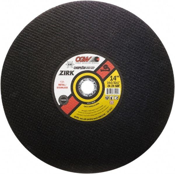 Camel Grinding Wheels - 14" 24 Grit Zirconia Alumina Cutoff Wheel - 3/32" Thick, 1" Arbor, 4,400 Max RPM - A1 Tooling