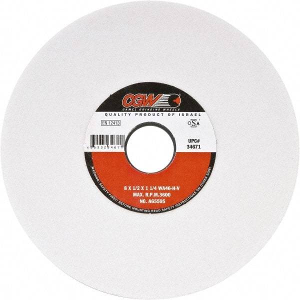 CGW Abrasives - 8" Diam x 1-1/4" Hole x 1" Thick, I Hardness, 60 Grit Surface Grinding Wheel - Aluminum Oxide, Type 5, Medium Grade, Vitrified Bond, One-Side Recess - A1 Tooling