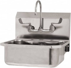 SANI-LAV - 17" Long x 14" Wide Inside, 1 Compartment, Grade 304 Stainless Steel Hand Sink Wall Mount with Manual Faucet - 18 Gauge, 19" Long x 18" Wide x 21" High Outside, 7" Deep - A1 Tooling