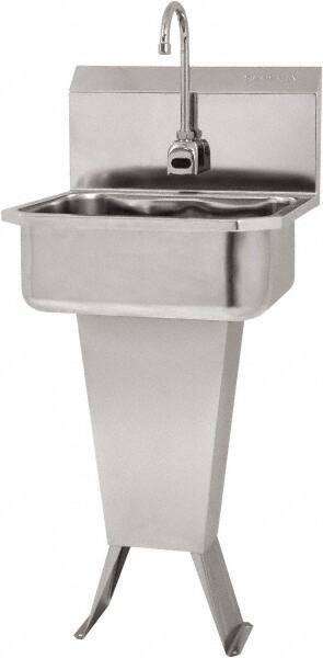 SANI-LAV - 17" Long x 14" Wide Inside, 1 Compartment, Grade 304 Stainless Steel Hand Sink Floor Mount with Double Foot Valve - 18 Gauge, 19" Long x 18" Wide x 46" High Outside, 7" Deep - A1 Tooling