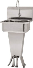 SANI-LAV - 17" Long x 14" Wide Inside, 1 Compartment, Grade 304 Stainless Steel Hand Sink Floor Mount with Double Foot Valve - 18 Gauge, 19" Long x 18" Wide x 46" High Outside, 7" Deep - A1 Tooling