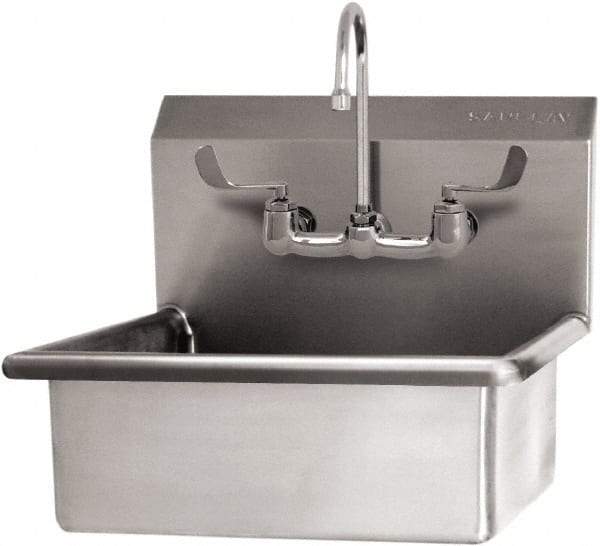 SANI-LAV - 19" Long x 15-1/2" Wide Inside, 1 Compartment, Grade 304 Stainless Steel Hand Sink Wall Mount with Manual Faucet - 16 Gauge, 23" Long x 20" Wide x 20-1/2" High Outside, 5" Deep - A1 Tooling