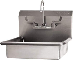 SANI-LAV - 19" Long x 15-1/2" Wide Inside, 1 Compartment, Grade 304 Stainless Steel Hand Sink Wall Mount with Manual Faucet - 16 Gauge, 22" Long x 19" Wide x 20-1/2" High Outside, 5" Deep - A1 Tooling