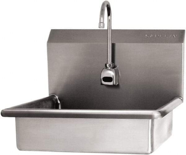 SANI-LAV - 16" Long x 12-1/2" Wide Inside, 1 Compartment, Grade 304 Stainless Steel Hand Sink Wall Mount with Electronic Faucet - 16 Gauge, 19" Long x 16" Wide x 20-1/2" High Outside, 6" Deep - A1 Tooling