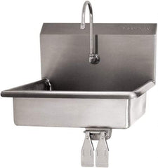 SANI-LAV - 16" Long x 12-1/2" Wide Inside, 1 Compartment, Grade 304 Stainless Steel Hand Sink Wall Mount with Single Knee Valve - 16 Gauge, 19" Long x 16" Wide x 20-1/2" High Outside, 6" Deep - A1 Tooling