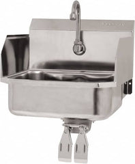 SANI-LAV - 14" Long x 11" Wide Inside, 1 Compartment, Grade 304 Stainless Steel Hand Sink Wall Mount with Double Knee Valve - 18 Gauge, 16" Long x 15-1/4" Wide x 16" High Outside, 5" Deep - A1 Tooling