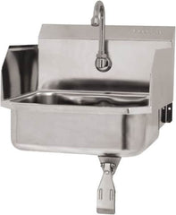 SANI-LAV - 14" Long x 11" Wide Inside, 1 Compartment, Grade 304 Stainless Steel Hand Sink Wall Mount with Single Knee Valve - 18 Gauge, 16" Long x 15-1/4" Wide x 16" High Outside, 5" Deep - A1 Tooling