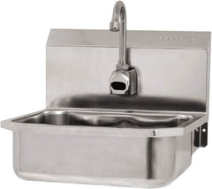 SANI-LAV - 14" Long x 11" Wide Inside, 1 Compartment, Grade 304 Stainless Steel Hand Sink Wall Mount with Electronic Faucet - 18 Gauge, 16" Long x 15-1/4" Wide x 16" High Outside, 5" Deep - A1 Tooling