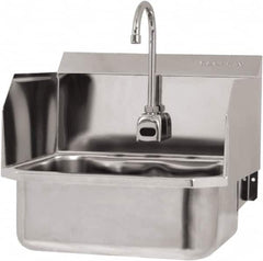 SANI-LAV - 17" Long x 14" Wide Inside, 1 Compartment, Grade 304 Stainless Steel Hand Sink Wall Mount with Electronic Faucet - 18 Gauge, 19" Long x 18" Wide x 21" High Outside, 7" Deep - A1 Tooling