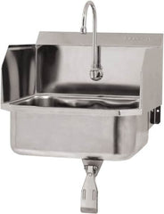 SANI-LAV - 17" Long x 14" Wide Inside, 1 Compartment, Grade 304 Stainless Steel Hand Sink Wall Mount with Single Knee Valve - 18 Gauge, 19" Long x 18" Wide x 21" High Outside, 7" Deep - A1 Tooling