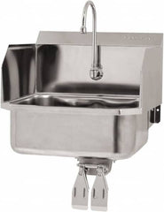 SANI-LAV - 17" Long x 14" Wide Inside, 1 Compartment, Grade 304 Stainless Steel Hand Sink Wall Mount with Double Knee Valve - 18 Gauge, 19" Long x 18" Wide x 21" High Outside, 7" Deep - A1 Tooling