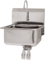 SANI-LAV - 19" Long x 16" Wide Inside, 1 Compartment, Grade 304 Stainless Steel Hand Sink Wall Mount with Double Knee Valve - 18 Gauge, 21" Long x 20" Wide x 24" High Outside, 10" Deep - A1 Tooling