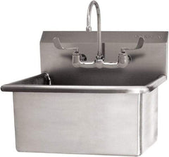 SANI-LAV - 28" Long x 16" Wide Inside, 1 Compartment, Grade 304 Stainless Steel Hand Sink Wall Mount with Manual Faucet - 16 Gauge, 31" Long x 19-1/2" Wide x 24" High Outside, 10-1/2" Deep - A1 Tooling