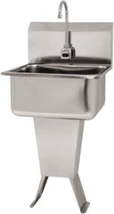 SANI-LAV - 19" Long x 16" Wide Inside, 1 Compartment, Grade 304 Stainless Steel Hand Sink Floor Mount with Single Foot Valve - 18 Gauge, 21" Long x 20" Wide x 46" High Outside, 10" Deep - A1 Tooling