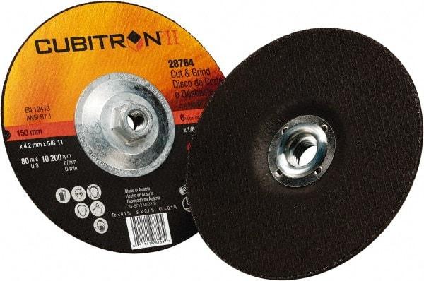 3M - 36 Grit, 6" Wheel Diam, 1/8" Wheel Thickness, Type 27 Depressed Center Wheel - Ceramic, 10,200 Max RPM - A1 Tooling