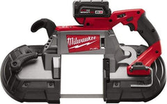 Milwaukee Tool - 18 Volt, 44-7/8" Blade, 380 SFPM Cordless Portable Bandsaw - 5" (Round) & 5 x 5" (Rectangle) Cutting Capacity, Lithium-Ion Battery Included - A1 Tooling