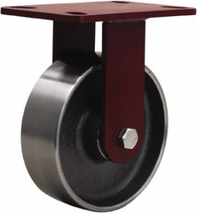 Hamilton - 6" Diam x 2" Wide x 7-3/4" OAH Top Plate Mount Rigid Caster - Forged Steel, 2,000 Lb Capacity, Sealed Precision Ball Bearing, 4-1/2 x 6-1/2" Plate - A1 Tooling