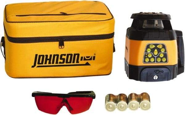 Johnson Level & Tool - 1,500' (Exterior) Measuring Range, 1/8" at 100' Accuracy, Self-Leveling Rotary Laser - 200, 500 RPM, 2 Beams, C Battery Included - A1 Tooling