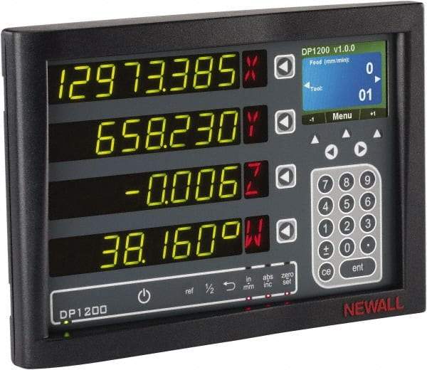 Newall - 2 Axis, 18" X-Axis Travel, 200" Z-Axis Travel, Lathe DRO System - 5µm/10µm Resolution, 10µm Accuracy, Digital Display - A1 Tooling