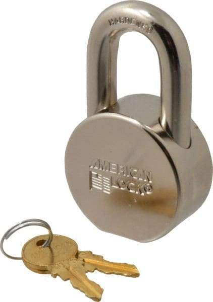 American Lock - 1-1/16" Shackle Clearance, Keyed Different AH10 Padlock - 7/16" Shackle Diam, Steel, with Satin Chrome, Triple Plated Finish - A1 Tooling