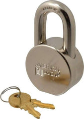 American Lock - 1-1/16" Shackle Clearance, Keyed Different AH10 Padlock - 7/16" Shackle Diam, Steel, with Satin Chrome, Triple Plated Finish - A1 Tooling