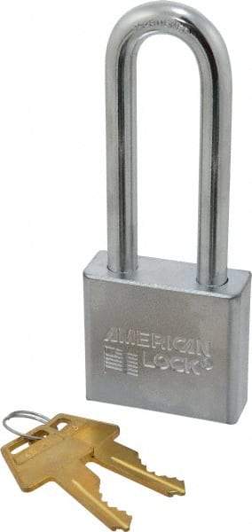 American Lock - 3" Shackle Clearance, Keyed Alike A5262 Padlock - 3/8" Shackle Diam, Steel, with Solid Steel Finish - A1 Tooling