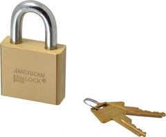 American Lock - 1-1/8" Shackle Clearance, Keyed Different A5570 Padlock - 3/8" Shackle Diam, Steel & Brass, with Solid Extruded Brass Finish - A1 Tooling