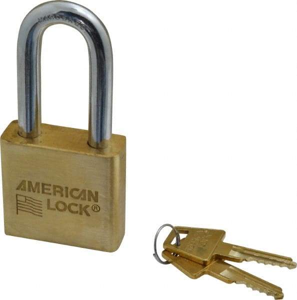 American Lock - 2" Shackle Clearance, Keyed Alike A5571 Padlock - 3/8" Shackle Diam, Steel & Brass, with Solid Extruded Brass Finish - A1 Tooling