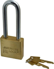 American Lock - 3" Shackle Clearance, Keyed Different A5572 Padlock - 3/8" Shackle Diam, Steel & Brass, with Solid Extruded Brass Finish - A1 Tooling