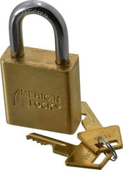 American Lock - 1-1/8" Shackle Clearance, Keyed Different A5560 Padlock - 5/16" Shackle Diam, Steel & Brass, with Solid Extruded Brass Finish - A1 Tooling