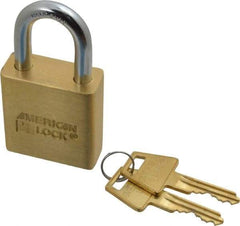 American Lock - 1-1/8" Shackle Clearance, Keyed Alike A5560 Padlock - 5/16" Shackle Diam, Steel & Brass, with Solid Extruded Brass Finish - A1 Tooling