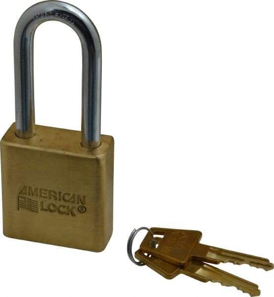 American Lock - 2" Shackle Clearance, Keyed Alike A5561 Padlock - 5/16" Shackle Diam, Steel & Brass, with Solid Extruded Brass Finish - A1 Tooling