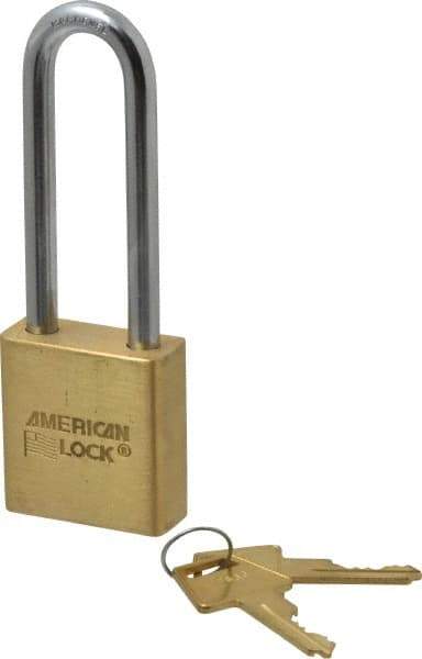 American Lock - 3" Shackle Clearance, Keyed Different A5562 Padlock - 5/16" Shackle Diam, Steel & Brass, with Solid Extruded Brass Finish - A1 Tooling