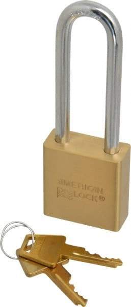 American Lock - 3" Shackle Clearance, Keyed Alike A5562 Padlock - 5/16" Shackle Diam, Steel & Brass, with Solid Extruded Brass Finish - A1 Tooling