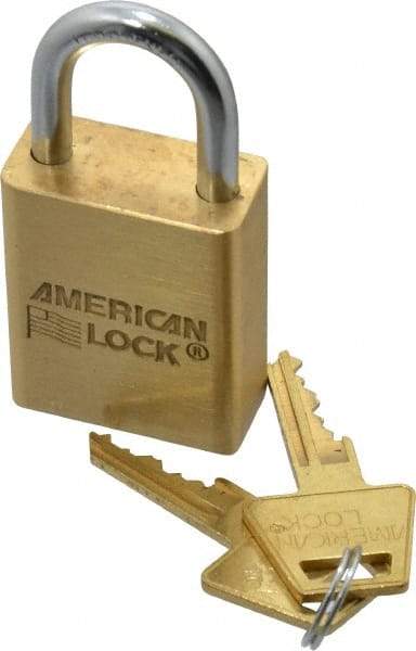 American Lock - 1" Shackle Clearance, Keyed Different A5530 Padlock - 1/4" Shackle Diam, Steel & Brass, with Solid Extruded Brass Finish - A1 Tooling