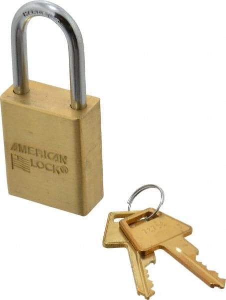 American Lock - 1-1/2" Shackle Clearance, Keyed Different A5531 Padlock - 1/4" Shackle Diam, Steel & Brass, with Solid Extruded Brass Finish - A1 Tooling