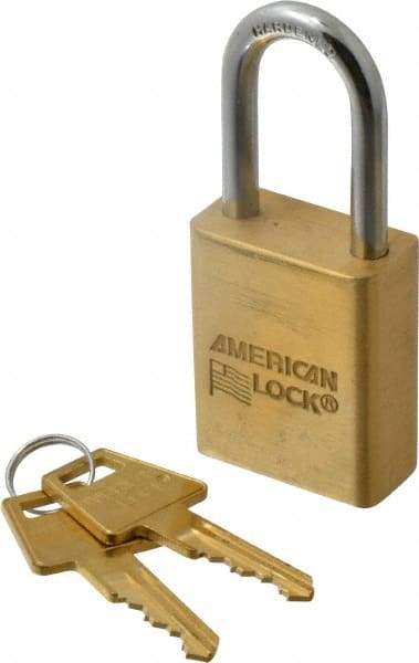 American Lock - 1-1/2" Shackle Clearance, Keyed Alike A5531 Padlock - 1/4" Shackle Diam, Steel & Brass, with Solid Extruded Brass Finish - A1 Tooling