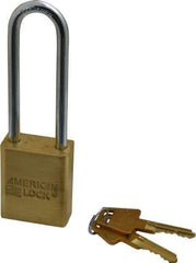 American Lock - 3" Shackle Clearance, Keyed Different A5532 Padlock - 1/4" Shackle Diam, Steel & Brass, with Solid Extruded Brass Finish - A1 Tooling