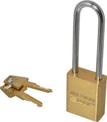 American Lock - 3" Shackle Clearance, Keyed Alike A5532 Padlock - 1/4" Shackle Diam, Steel & Brass, with Solid Extruded Brass Finish - A1 Tooling