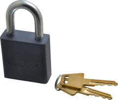 American Lock - 1-1/8" Shackle Clearance, Keyed Different A10 Padlock - 5/16" Shackle Diam, Aluminum, with Solid Aluminum Finish - A1 Tooling