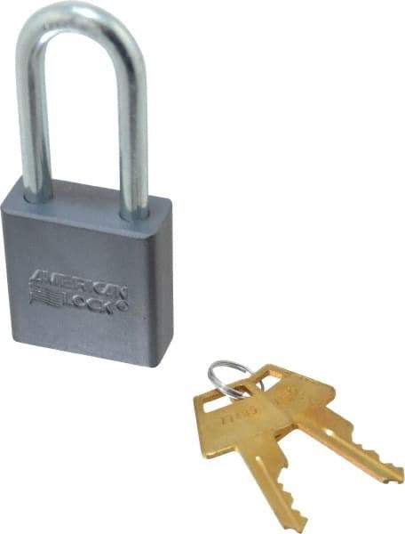 American Lock - 2" Shackle Clearance, Keyed Different A11 Padlock - 5/16" Shackle Diam, Aluminum, with Solid Aluminum Finish - A1 Tooling