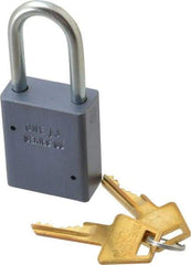 American Lock - 1-1/2" Shackle Clearance, Keyed Alike A31 Padlock - 1/4" Shackle Diam, Aluminum, with Solid Aluminum Finish - A1 Tooling