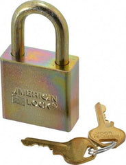 American Lock - 1-1/8" Shackle Clearance, Keyed Alike A5200GLN Padlock - 5/16" Shackle Diam, Steel, with Solid Steel Finish - A1 Tooling