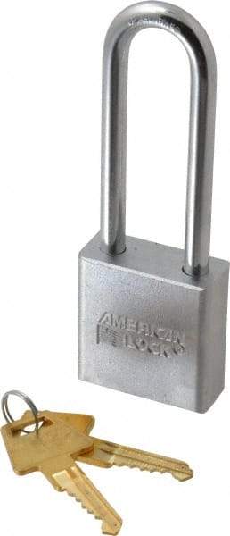 American Lock - 3" Shackle Clearance, Keyed Alike A6202 Padlock - 5/16" Shackle Diam, Steel, with Solid Steel Finish - A1 Tooling